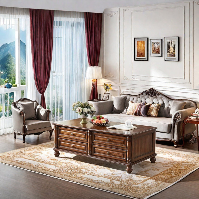 American style light luxury coffee table, Brown