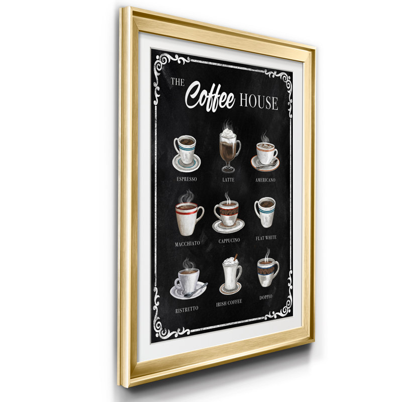The Coffee House - Reproduction d'art graphique sur papier encadré, Doré, H 30,5 po x l 42,5 po x P 1,5 po