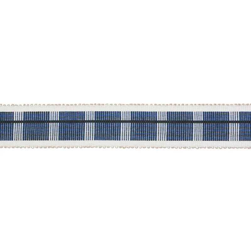 Calcada Striped and Geometric Fabric, Blue/ Dark Blue