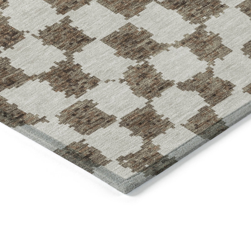 Machine Washable Indoor/Outdoor Xhevrie Brown Rug, Rectangle 10' x 14'