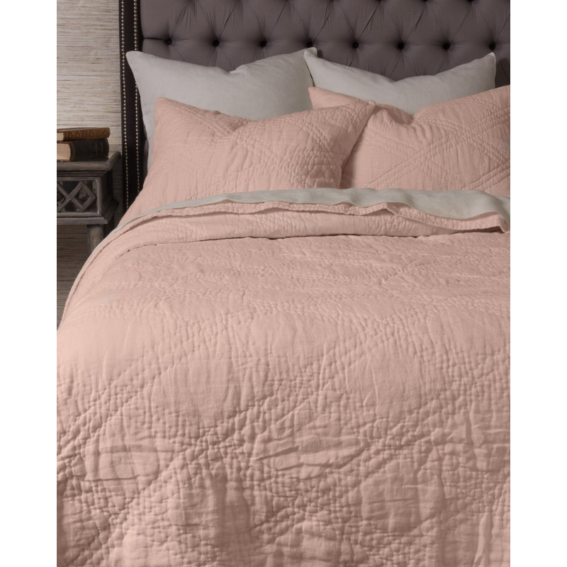 Barlona Linen Quilt, Twin Quilt, Petal Pink
