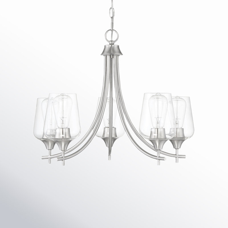 Breena 5-Light Chandelier, Satin Nickel, Clear