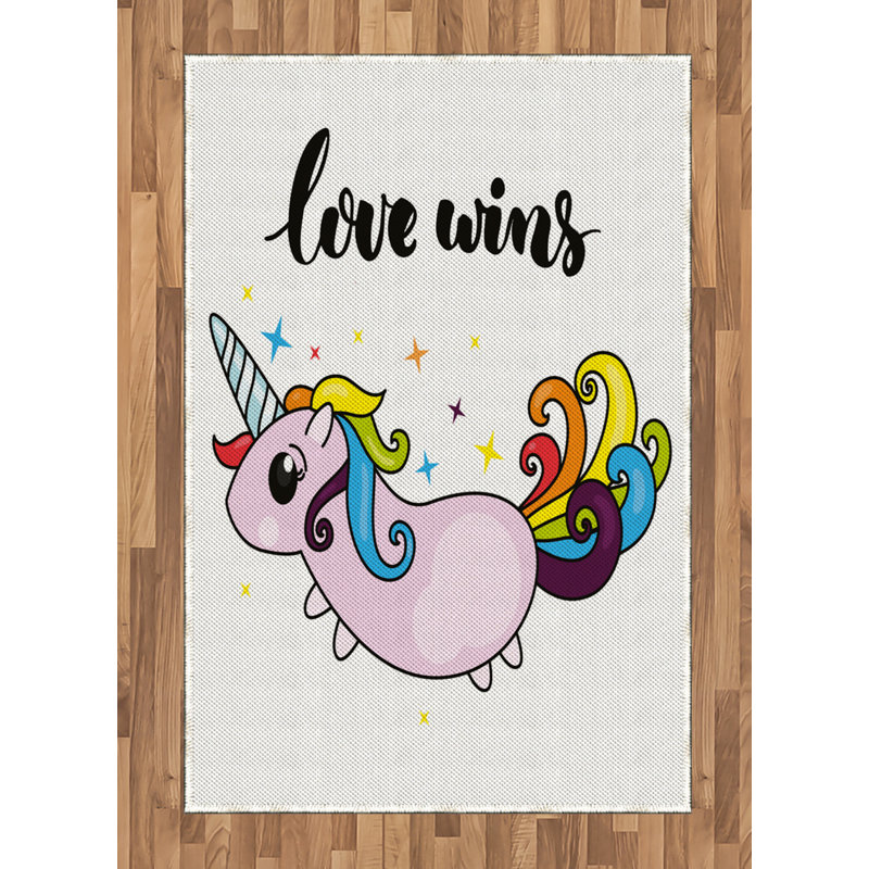 Tapis décoratif Pride Unicorn, Rectangle— 4 pi x 5 pi 8 po