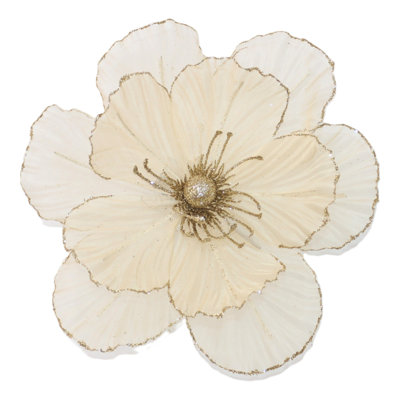 Sheer Champagne Clip On Magnolia Flower Pick