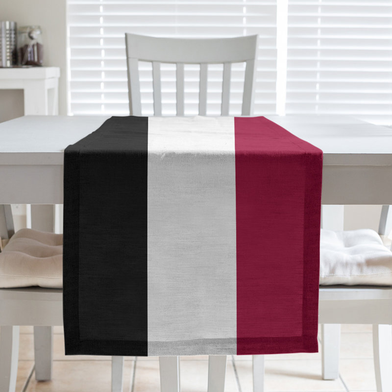 Miami Basketball Table Runner, 72" L x 16" W, Black//Red/White, Cotton blend