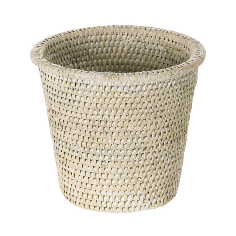 Pot à fleurs en rotin Everard, Blanc délavé, Petit