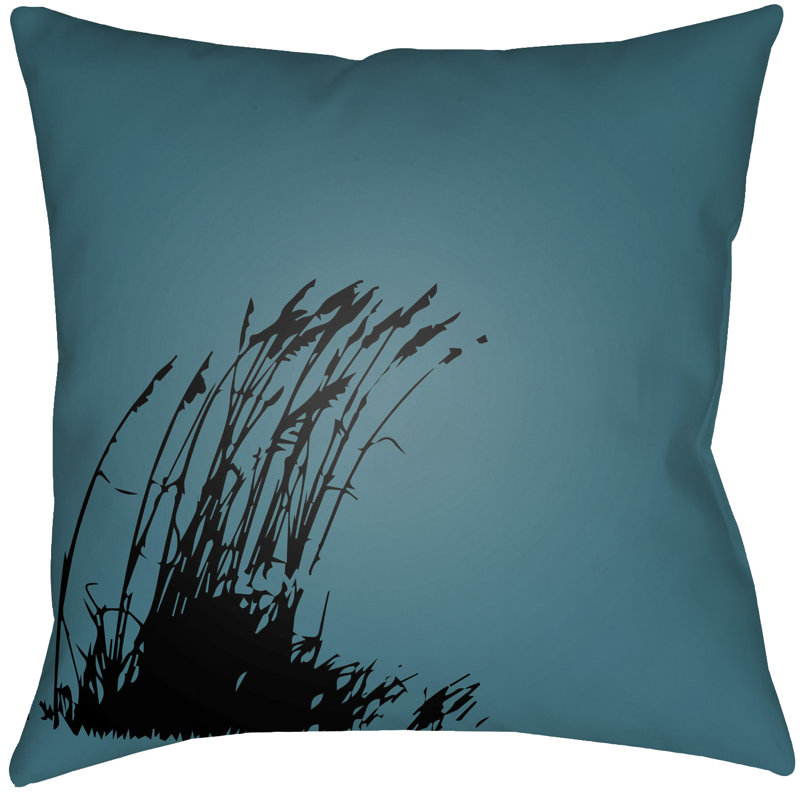 Litchfield Wind Outdoor Throw Pillow, 16" H x 16" W, Light Blue/Onyx Black