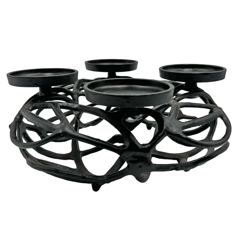 Candélabre de table en aluminium 4,5 po H, Noir