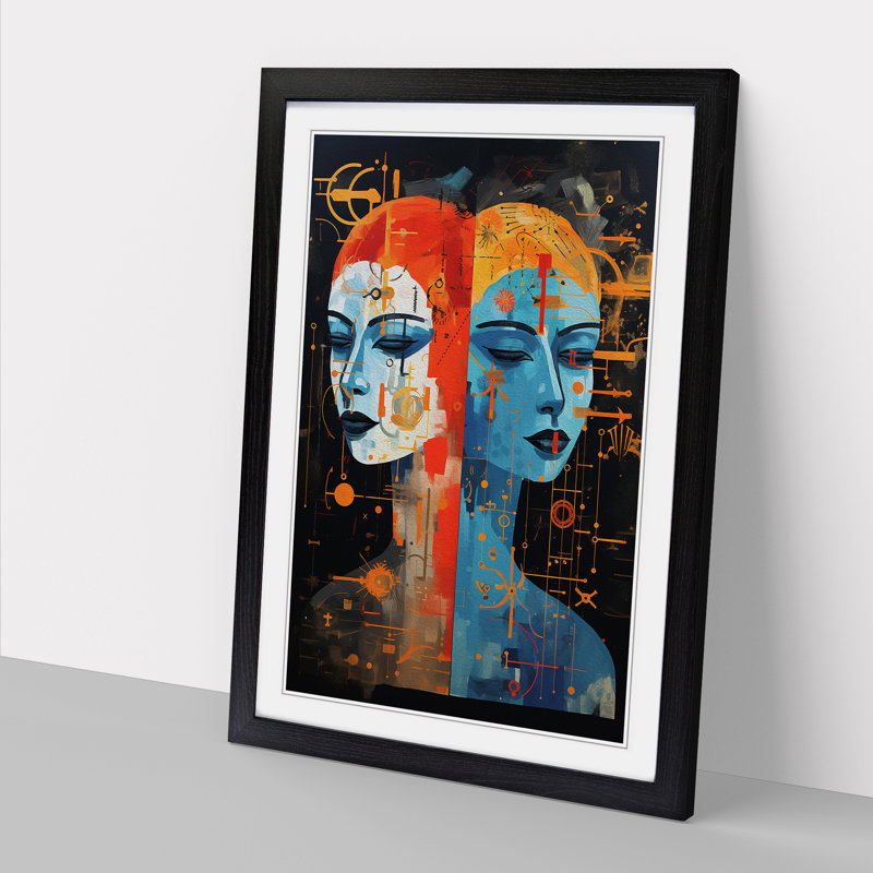 Gemini Zodiac Modern - Framed Print, 34cm H x 25cm W, Black Framed