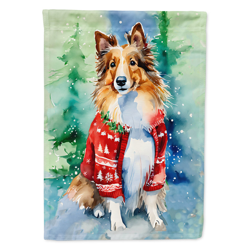 Drapeau de Noël Sheltie, H 15,5 po x l 11,25 po