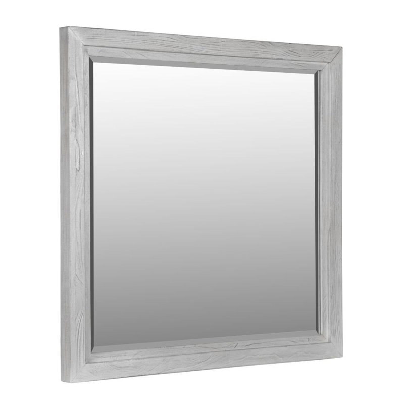 Miroir biseauté pour commode Tovoris, Blanc délavé
