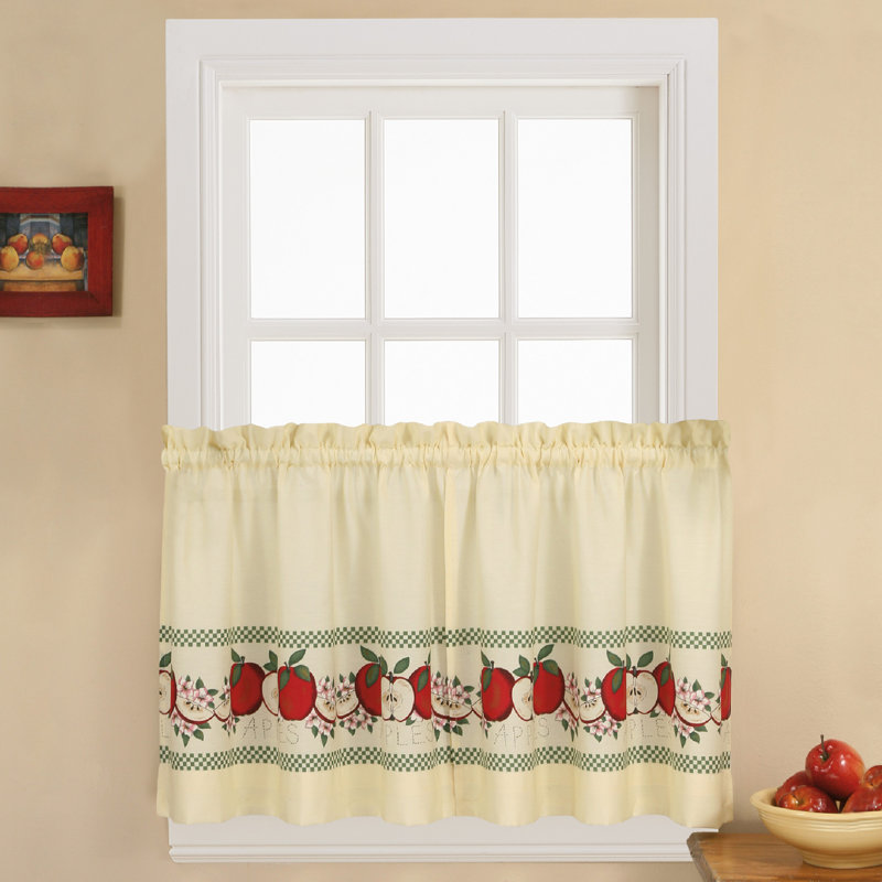 Drumourne Kitchen Curtains, Beige/Red/Green