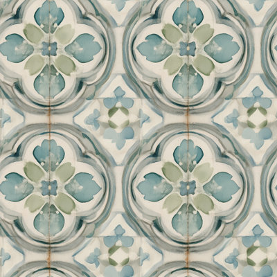 Papier peint marocain marocain aquarelle bleu sarcelle