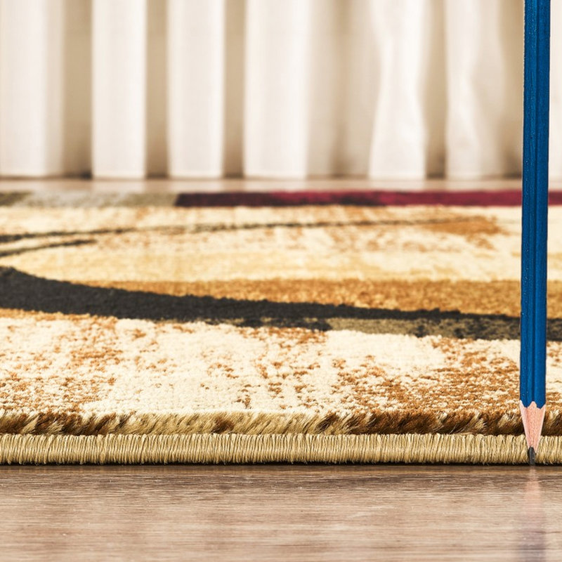 Tapis en polypropylène de 5 pi 3 po X 7 dimensions, motif géométrique abstrait multicolore de couleur, matériau