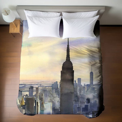 Housse de couette grand bleu | Coucher de soleil NYC Home Decor