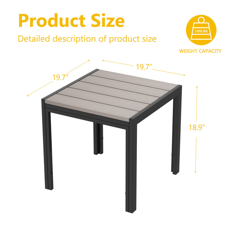 Patio Square Side Table, Gray