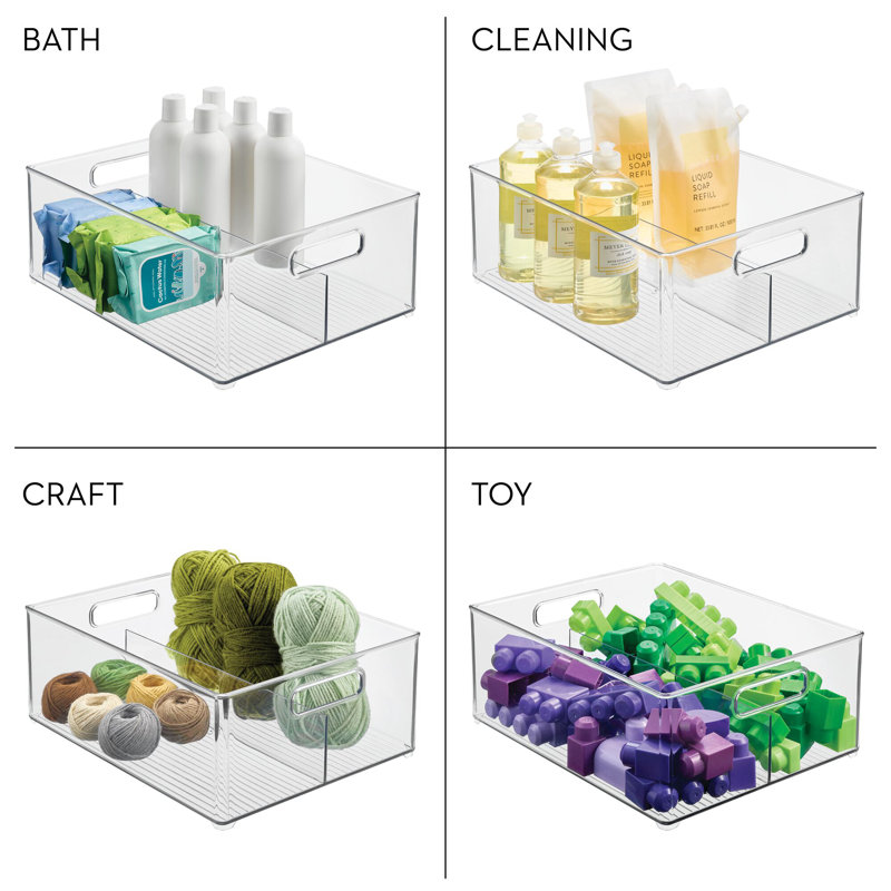 Divided Pantry Bin for Kitchen Storage - Organize Snacks, Food Pouches, and Seasoning Packets