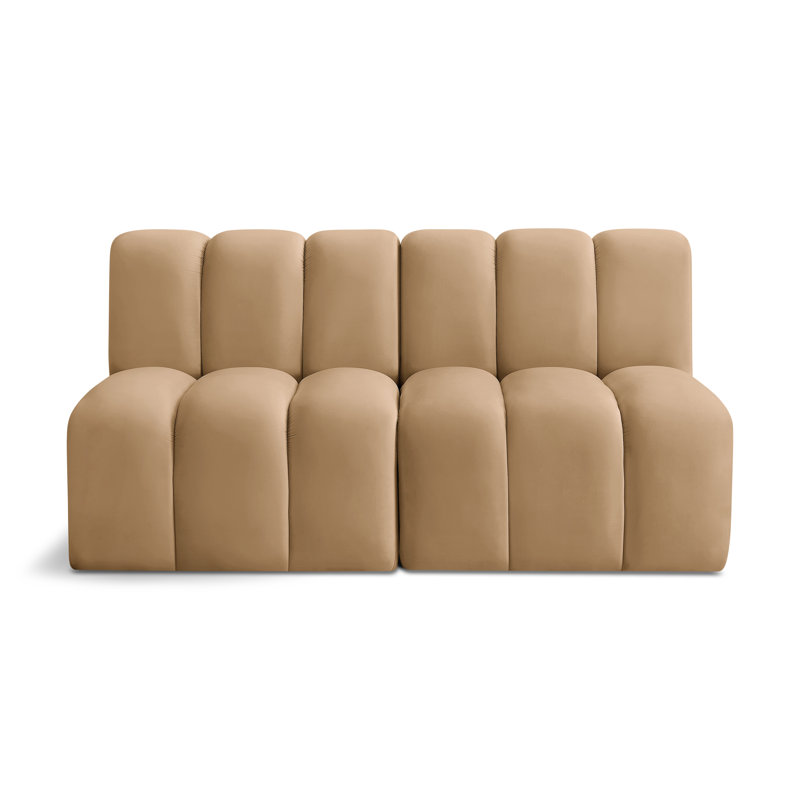 Hiral Upholstered Sectional Reversible, Camel Velvet