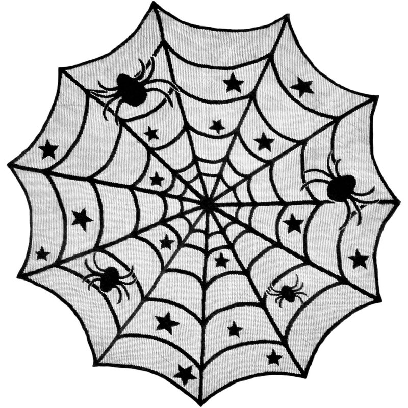 Spider Web Table Cloth Halloween Cobweb Lace Fabric Runner Cover-Round diameter 40 inch