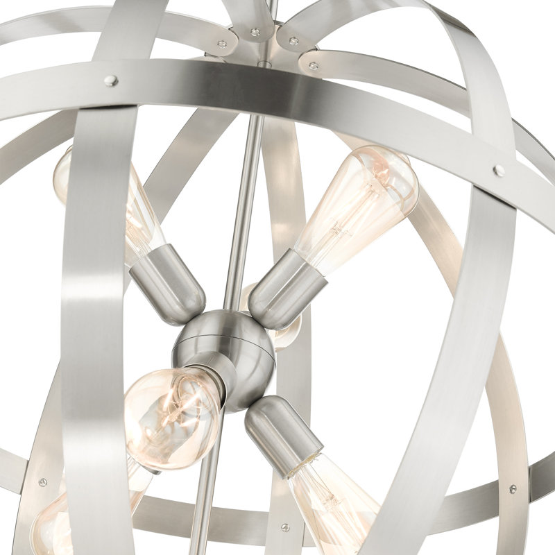 Eda 6 - Light Dimmable Globe Chandelier, Brushed Nickel