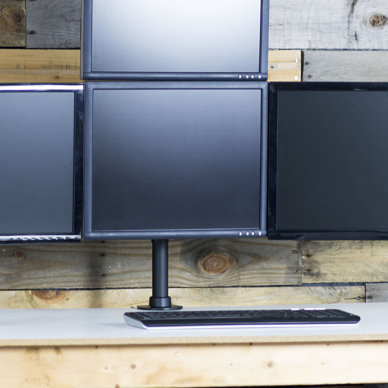 Articulating Quad Monitor Desk Mount with Heavy-Duty Steel, Adjustable Arms