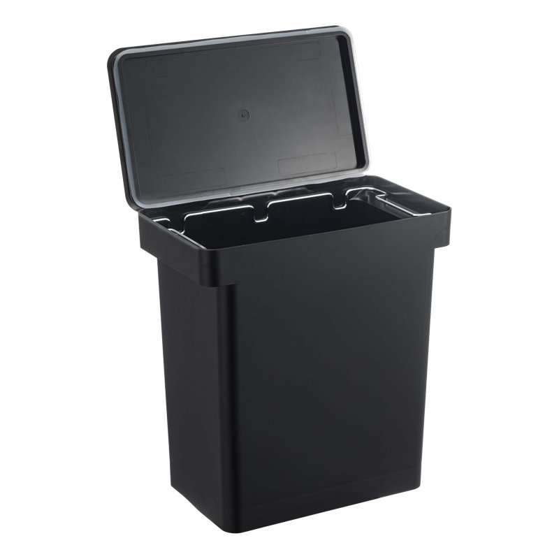 Black Plastic Airtight Rolling Kitchen Trash Can