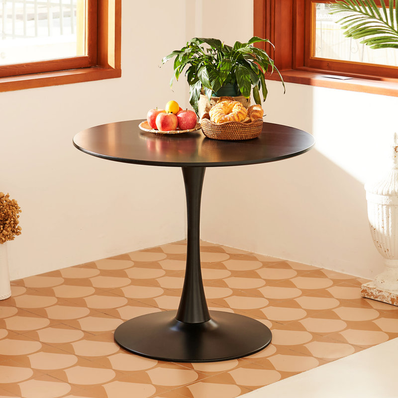 Pedestal Dining Table, Black, 29.1”H x 35.4”L x 35.4”W
