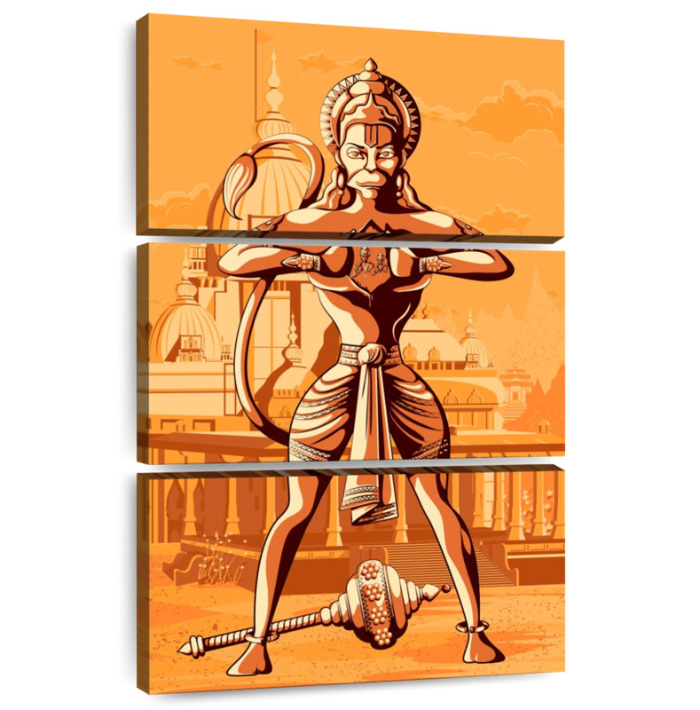 Adella Rama et Sita dans le dieu Hanuman, H 32 po x l 20 po