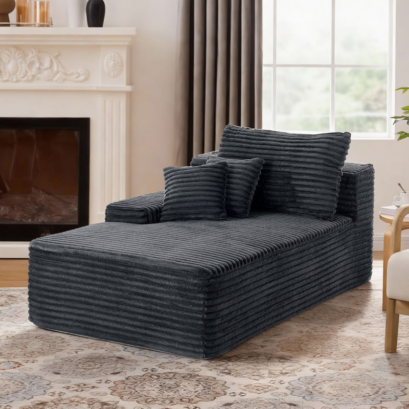 Upholstered Chaise Lounge, Grey