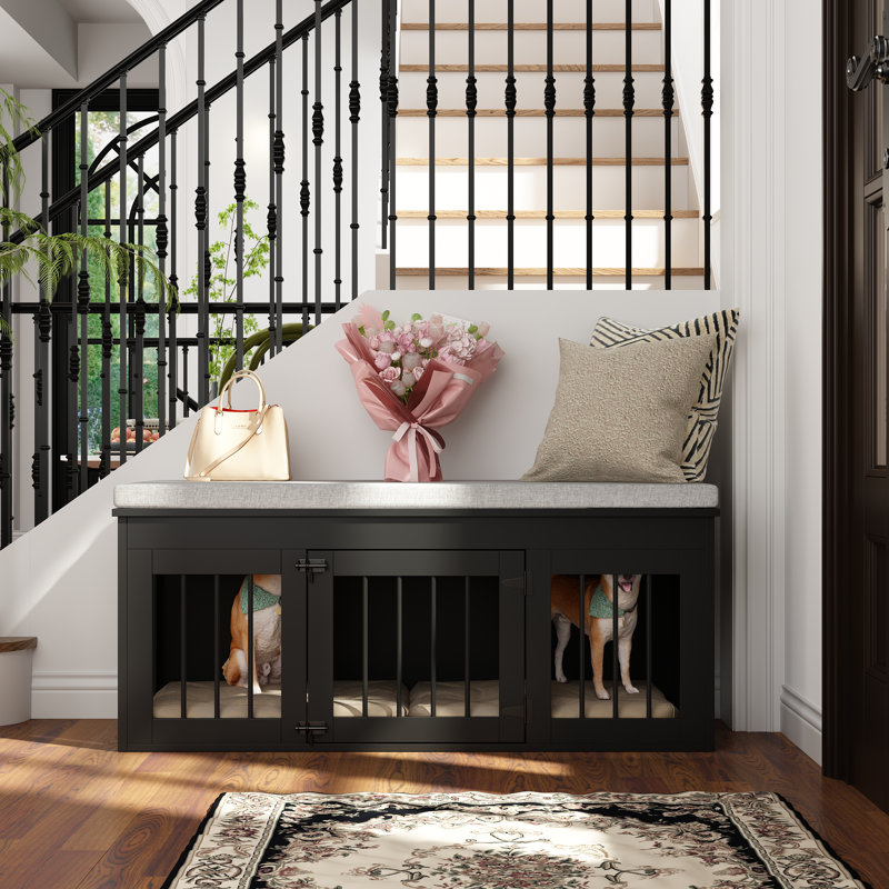 Dorien Iron and Metal Pet Furniture Style Crate with 1 Door