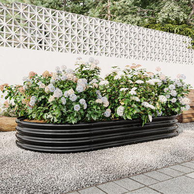 Large Black Metal Raised Planter Bed, 88.99"X44.09"X11.52", For Plants & Flowers, Rust- Surface, Stable Construction Surface