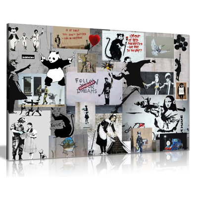 Montage Collage by Banksy - Wrapped Canvas Print