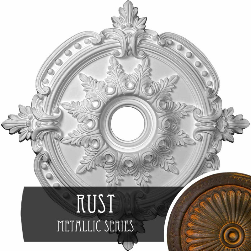 Endurathane Benson Classic Ceiling Medallion, 28 3/8"OD x 3 3/4"ID x 1 5/8"P (Fits Canopies up to 6 1/2"), Hand-Painted Rust Finish