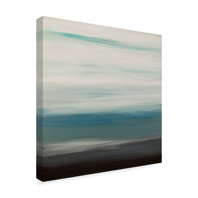 Jurica 'Sunset Stripes White Gray' Acrylic Painting Print on Wrapped Canvas
