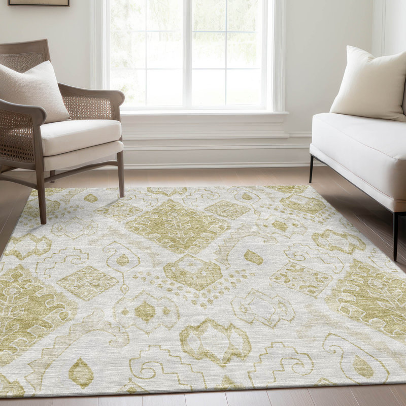 Tapis intérieur / extérieur en polyester tissé à la machine Mahaney, Rectangle 5' x 7'6"