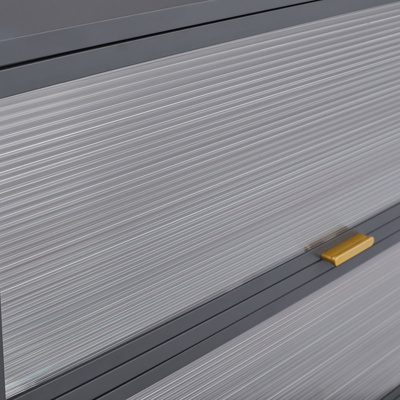 Armoire de rangement autoportante à 5 niveaux avec portes rabattables, Gris