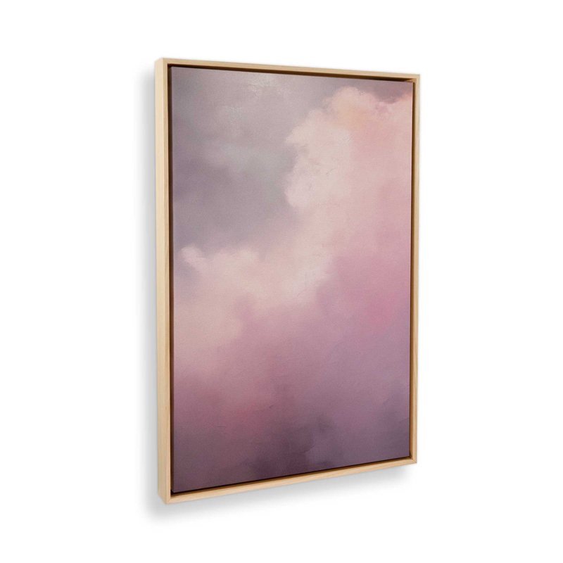 Impression sur toile 48 "x 32" Skyline pastel v1, Cadre américain en érable flottant, H 14 po x l 10 po x P 1,75 po
