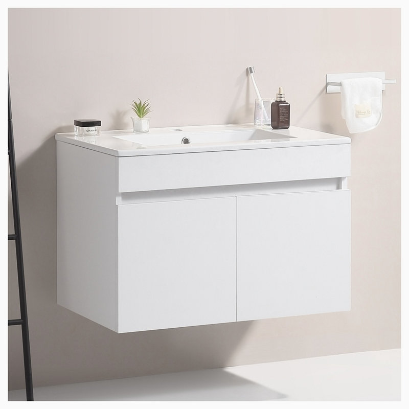 Ensemble de meuble-lavabo simple avec plateau Anahy, Blanc