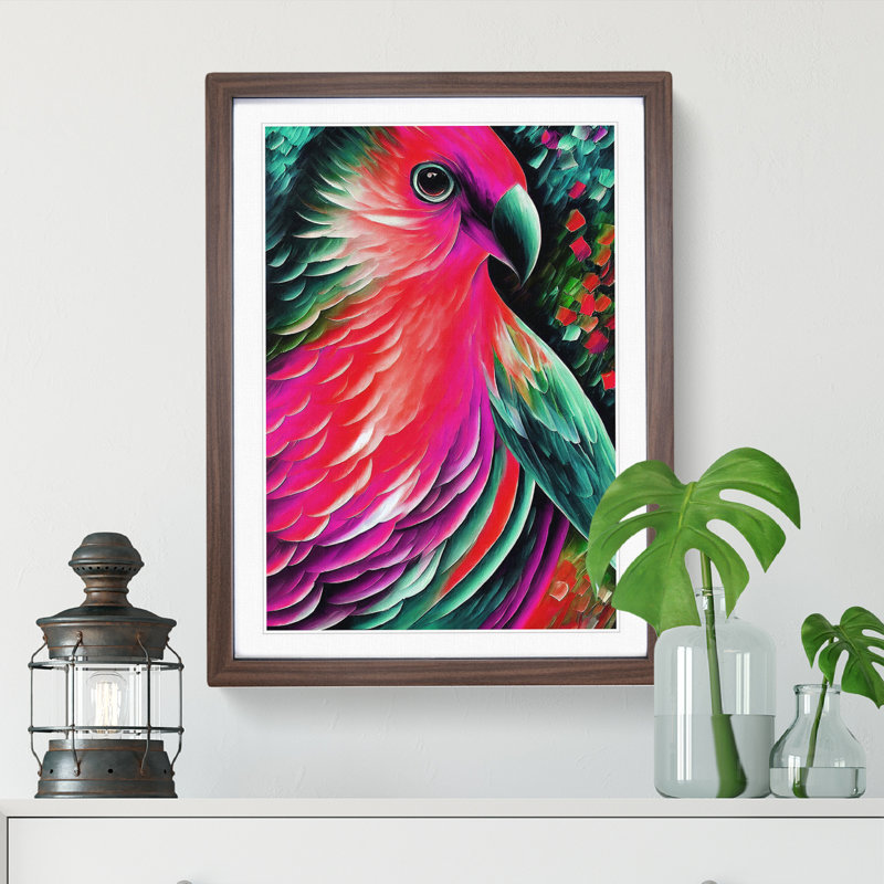 Portrait Of A Bird No.4 - Single Picture Frame Painting, 64cm H x 46cm W x 2cm D, Walnut Framed