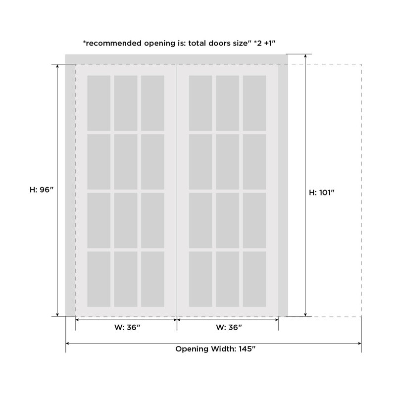 Portes coulissantes en verre givré Planum, 72 po x 96 po, Gingembre cendré