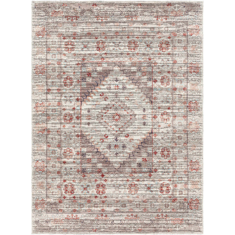 Sabrina Light Gray Machine Washable Area Rug, Rectangle 9'10" x 13'