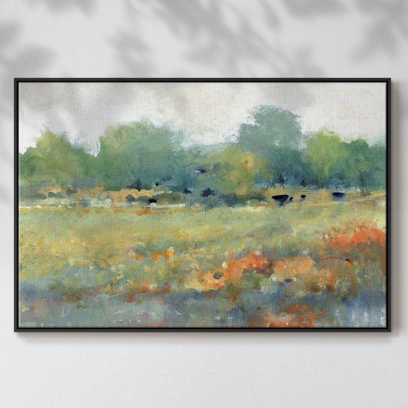 "Paysage terrestre II", reproduction sur toile encadrée, Cadre noir, H 25 po x l 37 po x P 2 po