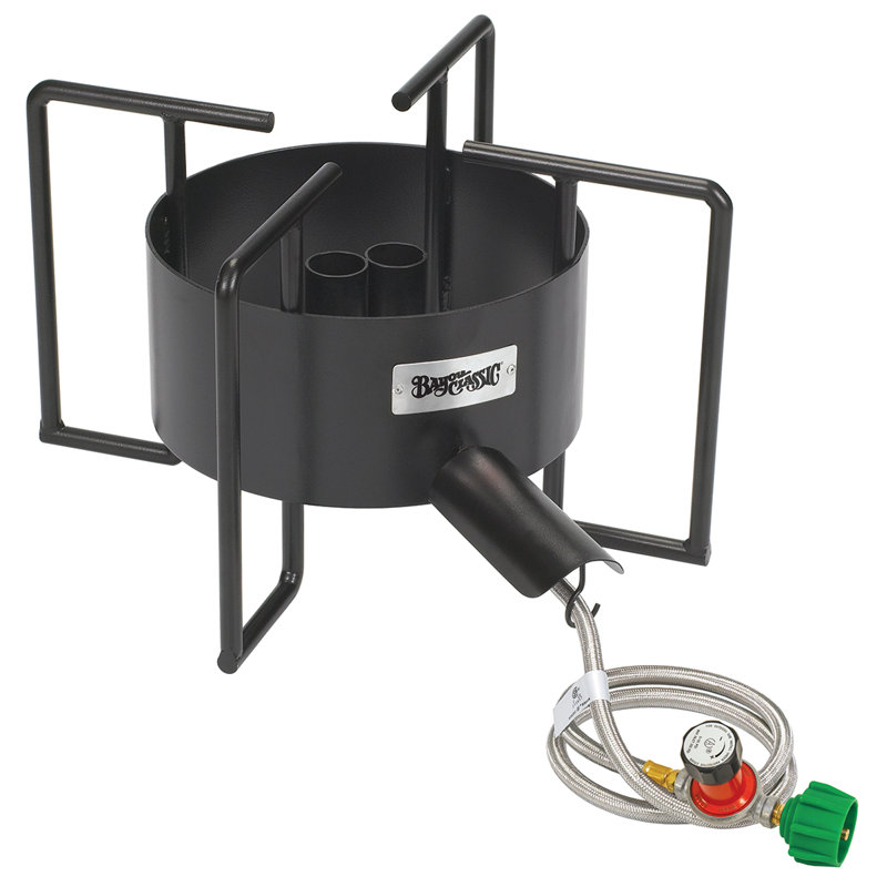 Bayou Classic Dual Jet Cooker, 22-Inch Propane Burner for Large Stockpots, Black