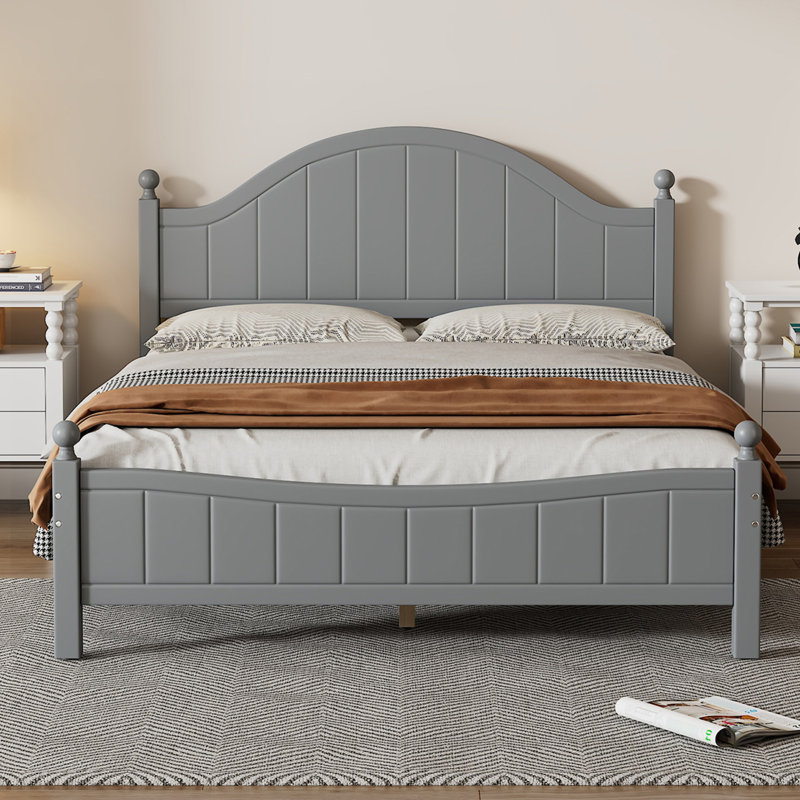 Lit plateforme en bois massif Traditional, Lit double