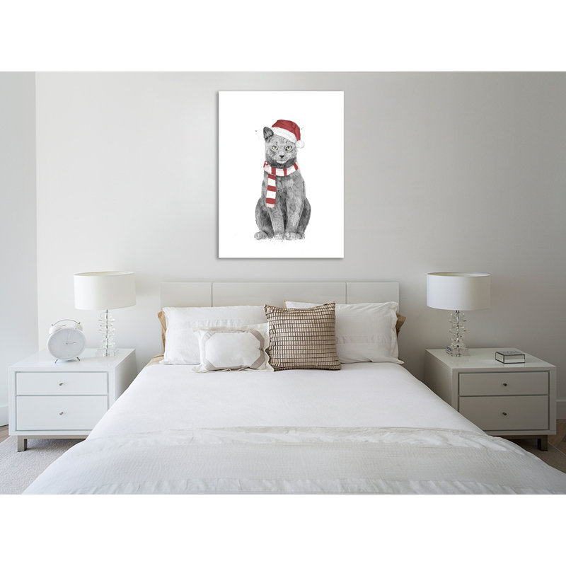 «Xmas Cat», toile tendue par Balazs Solti, H 20 po x l 15 po x P 1,5 po