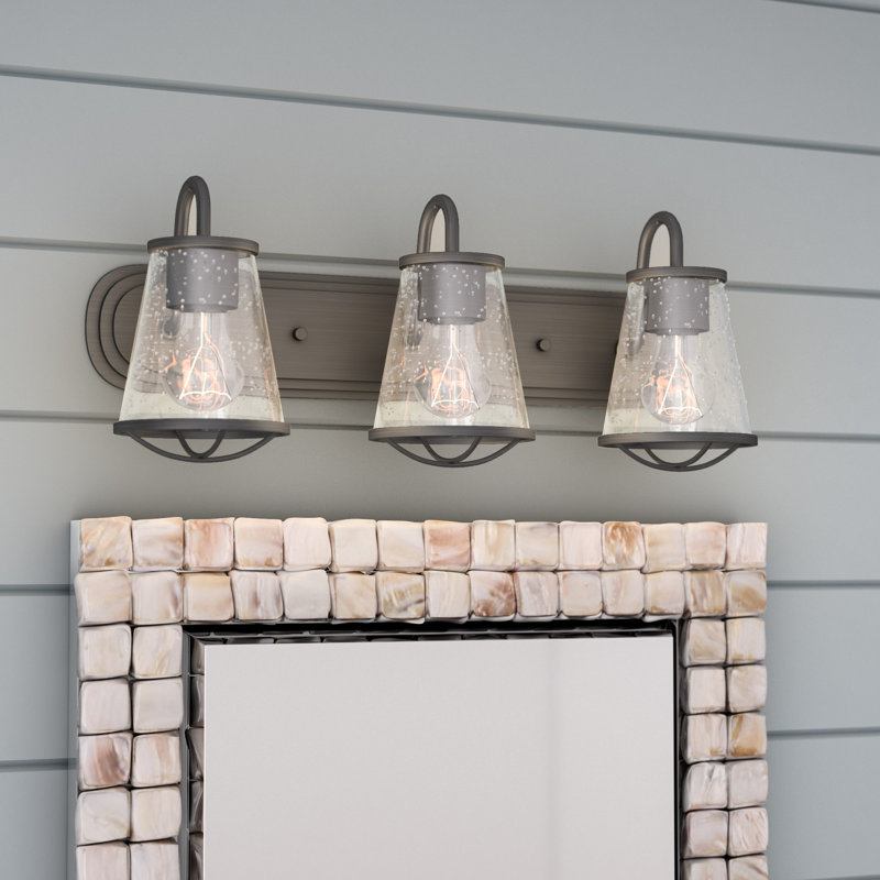 Éclairage de salle de bain à intensité variable 3 lumières Malmesbury, Fer vieilli