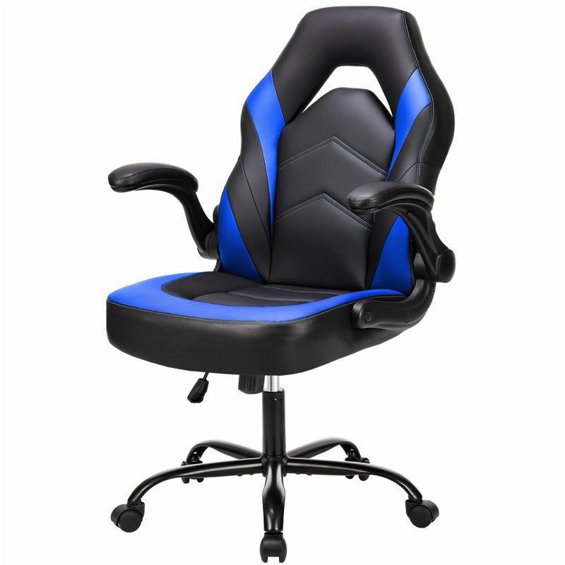 ERGOHERO Gaming Chair: S-Shaped Ergonomic Design | Rocking Mode | Premium Leather, Black/Blue