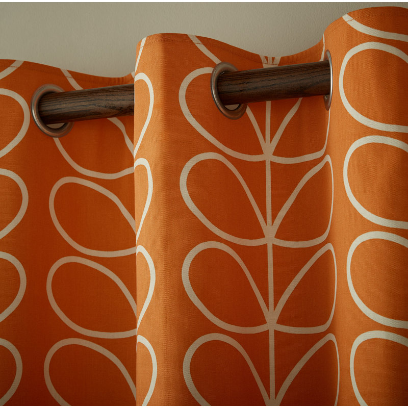Linear Stem Curtain, Burnt Orange, 168cm Width x 137cm Drop