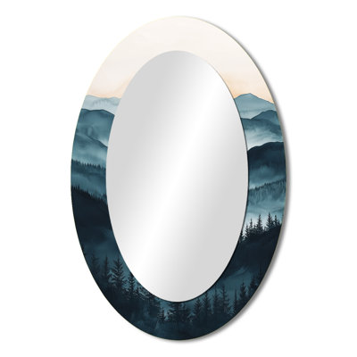 The Silent Ridge Into The Mountains Landscapes II - White Oval Wall Mirror Decor