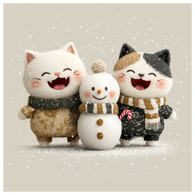 Jolis chats avec des housses de couette bonhomme de neige